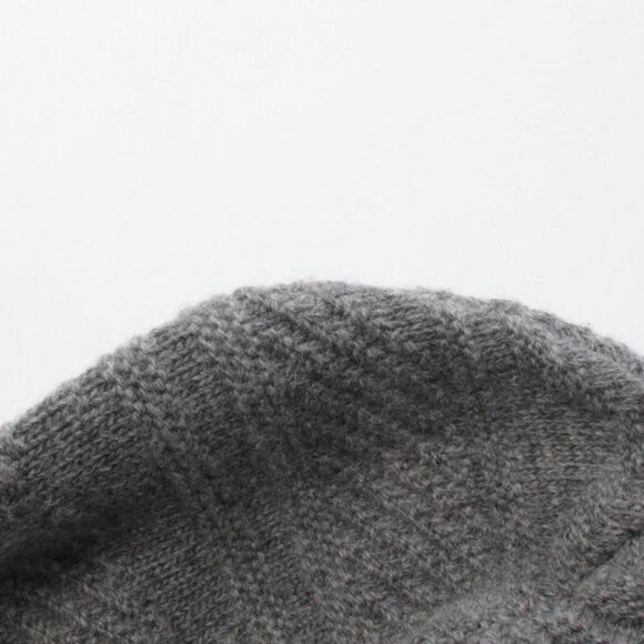 Hermes Knit Cap Button S Gray Wool